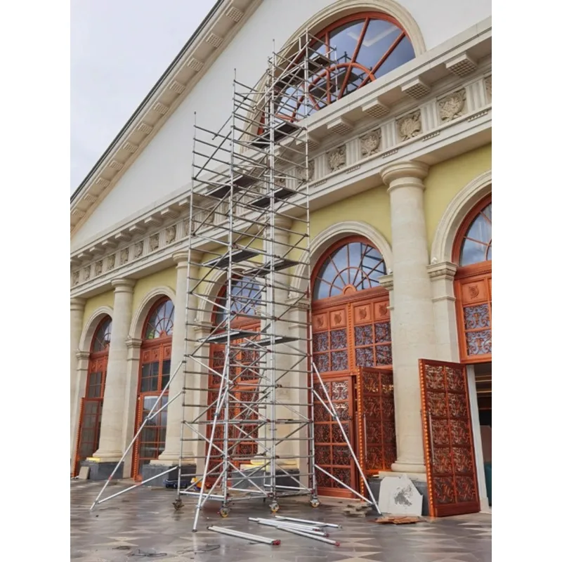 Aluminum alloy aerial work mobile platform straight ladder door type quick installation scaffolding