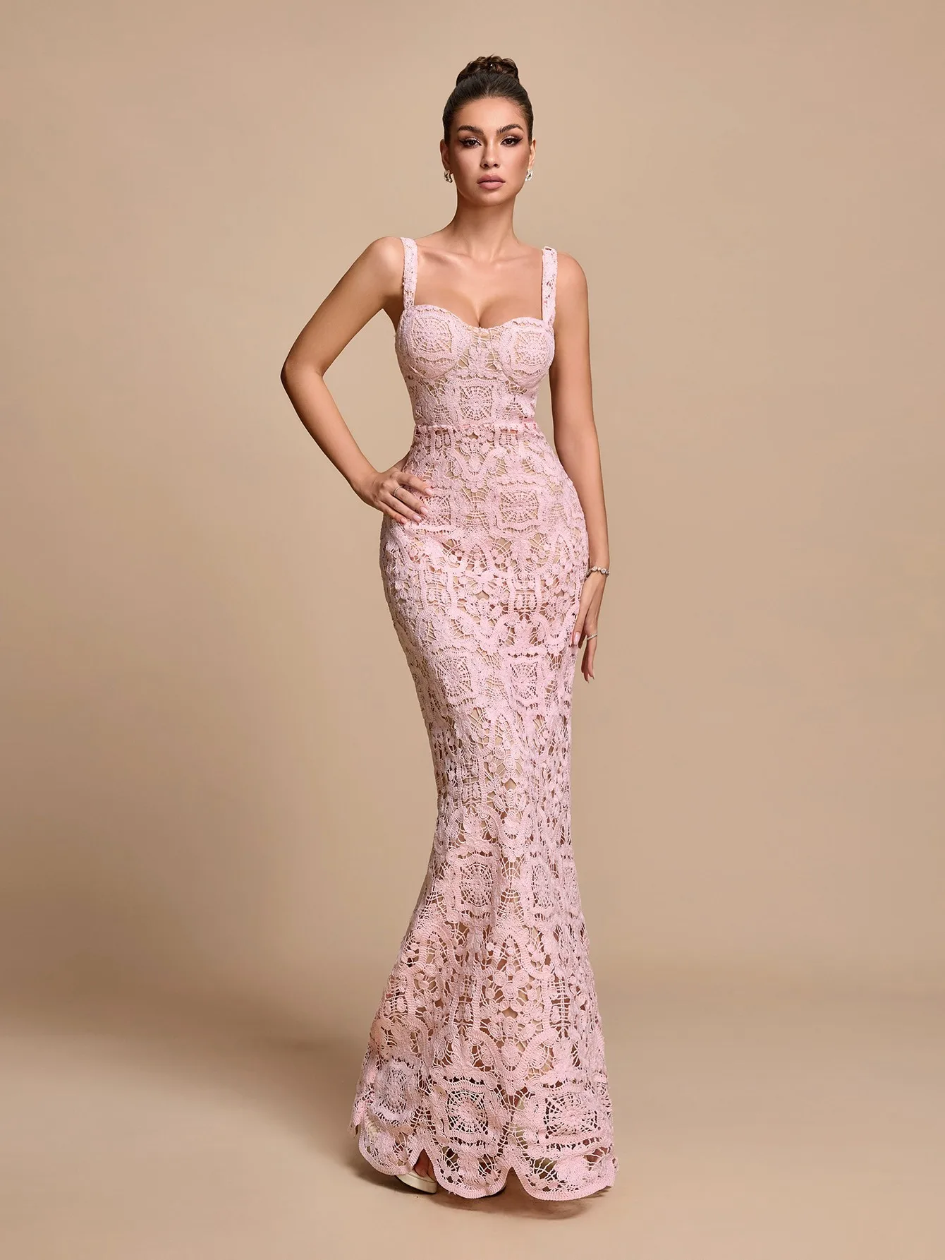 2026 Lace Mermaid Evening Dress, Strapless Long Evening Gown, Socialite Party and Ball Dress - Image 3
