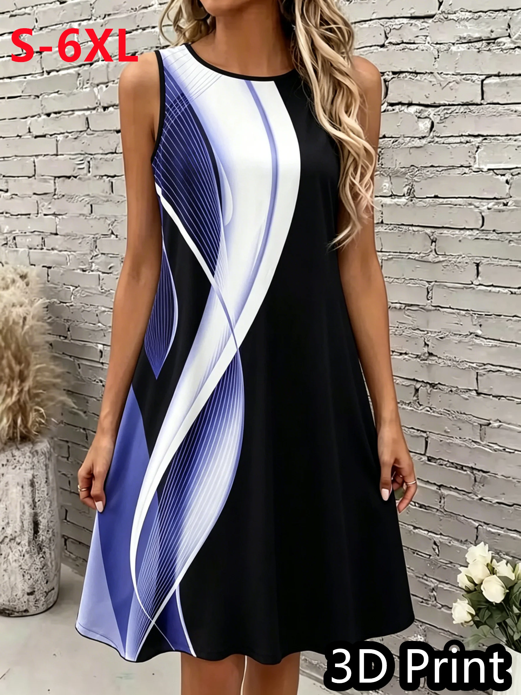 New Women Summer Sleeveless Bohemian Dress Fashion Gradient Striped Vest Flowers Print Dress Casual Tank Beach Dresses For Women