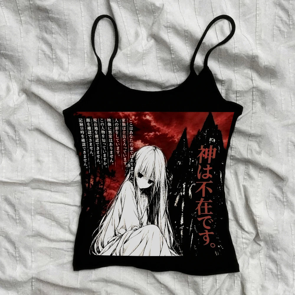 Tank top Y2K top Grunge women's fashion Women's clothing Rock style women's short sleeve Grassmo Gothic cute Emotional post-punk