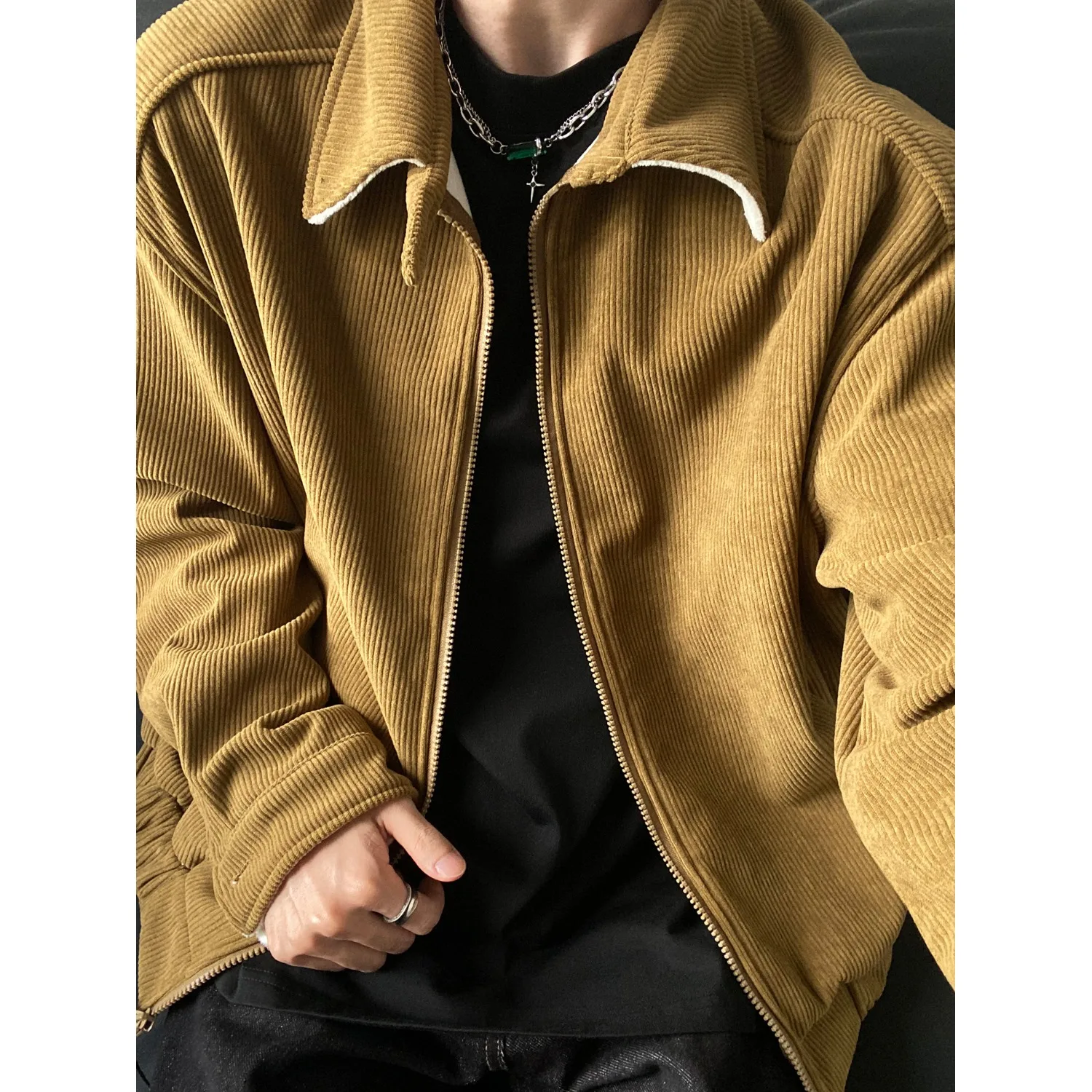 

Men's Oversized Corduroy Jaet Vintage Collar Warmth Comfortable Cotton Outerwear Autumn Winter Faion Casual Outfit