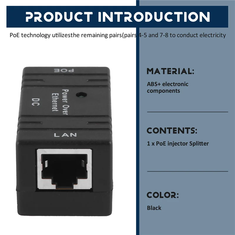B03B-Poe Splitter Injector Passive Dc Power Over Ethernet Rj45 10/100Mbp Wall Mount Adapter For Lan Network Security Ip Camera