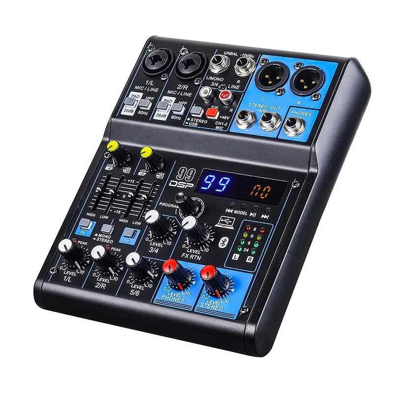 

Xtuga MGA-06 99DSP 6 Channels USB 48V Mixer De Audio Profecional