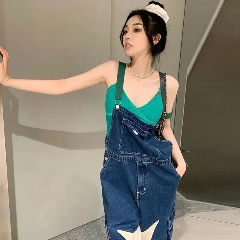 

Женский джинсовый комбинезон с принтом звезд, элегантный, стройнящий силуэт, весна-осень 2026, модный