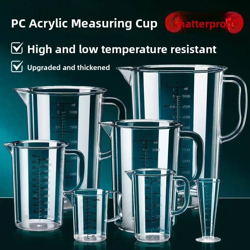 厚みのあるpc製大容量アクリルミルクティーショップ専用定規計量カップ業務用食品グレード定量バケツ