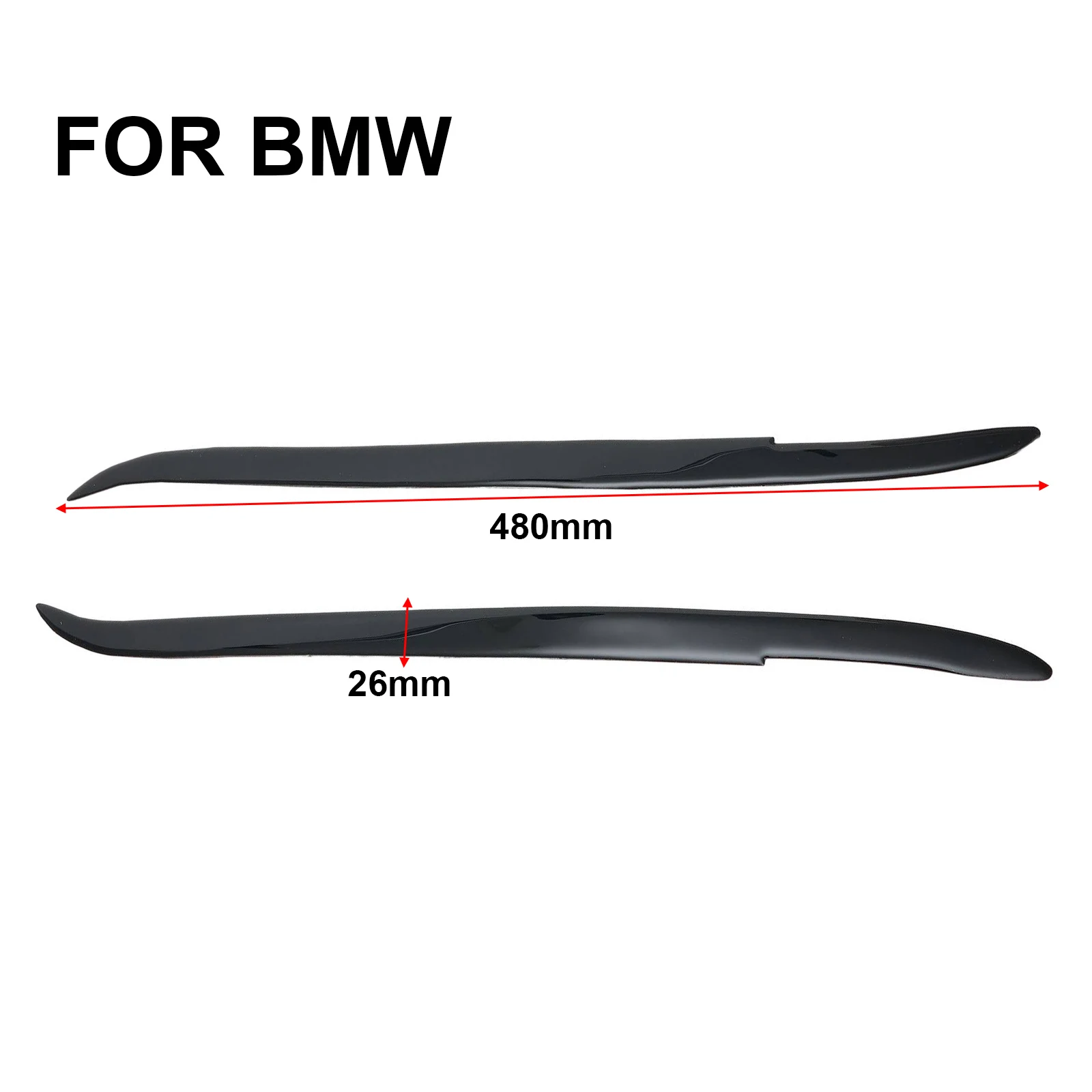 For BMW 5 Series E39 1995-2003 Glossy Piano Black Headlight Eyelid Eyebrow Trim Direct Replacement Car Accessories