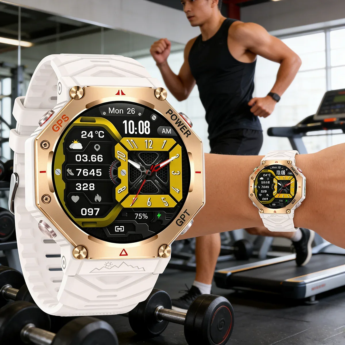 

Умные часы для спорта, водонепроницаемые, с монитором сердечного ритма и уровня кислорода в крови, Bluetooth-вызовами, GPS-компасом, фитнес-трекером для активного отдыха на природе