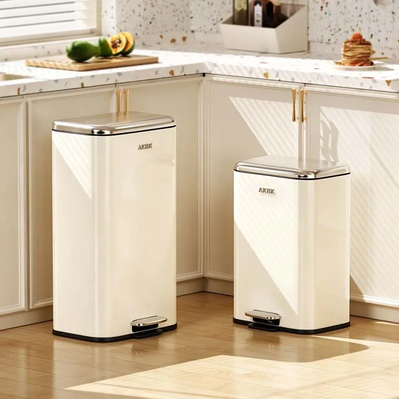 Minimalist Luxury Pedal Trash Can Stainless Silent Close Odor Locking Double Bin Waste Bins Living Room Household Cleaning Tools