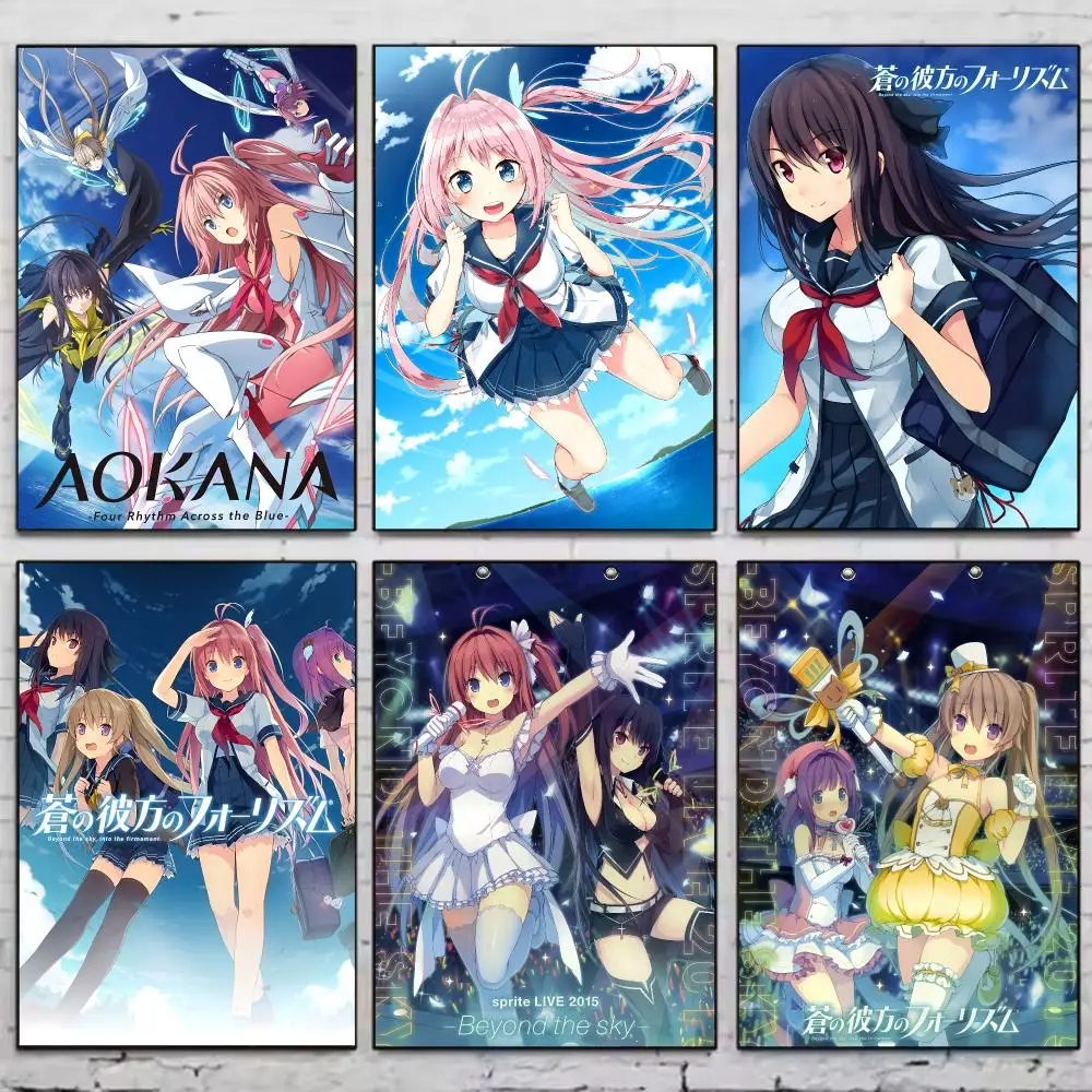Anime A-Aokana: Four Rhythm Across the Blue Poster Vintage Wall Art Aesthetic Room Decor Print Living Room Bedroom Home Decor