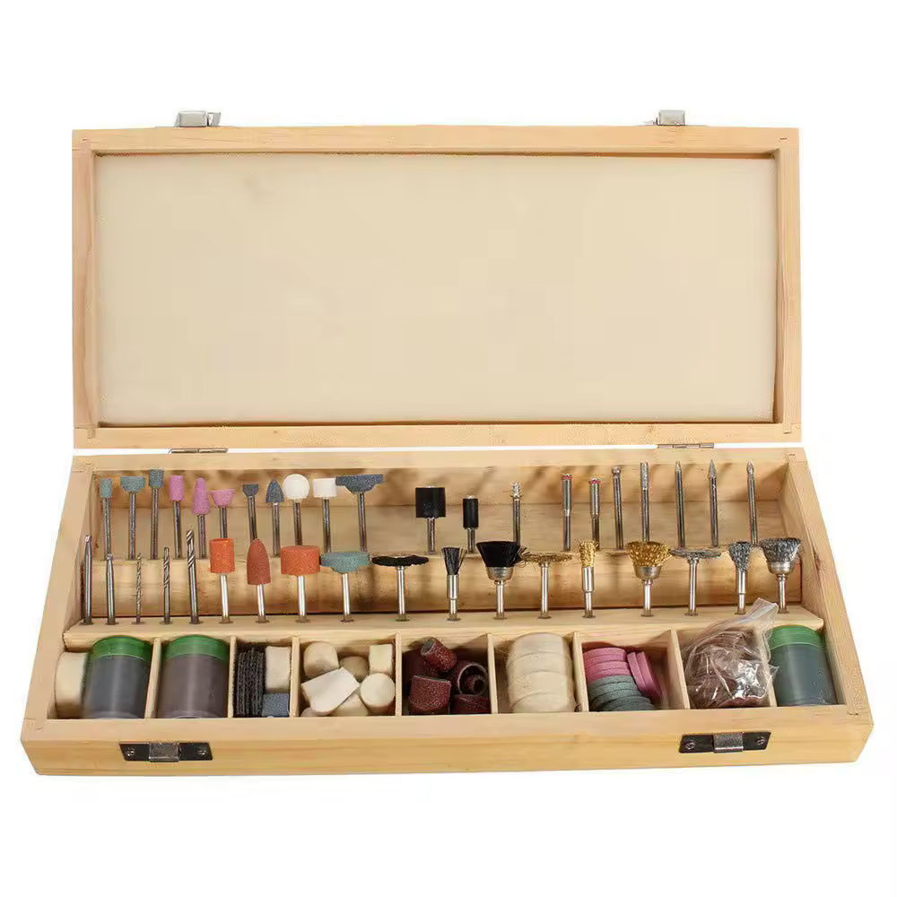 Accesorios para Juego de herramientas eléctricas, caja de madera compatible con Dremel, pulido, Metal, grabado, taladro, herramienta rotativa eléctrica, 100/228 piezas