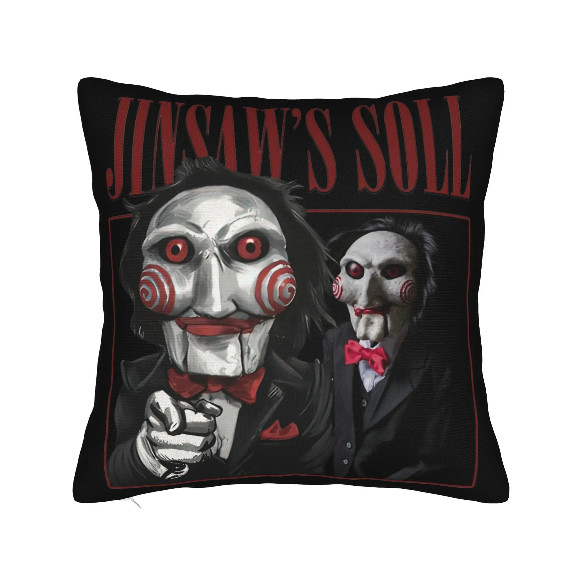 Saw Jigsaw Horror Pillowcase Double-sided Printing Polyester Cushion Cover Decorative Throw Pillow Case Cover Home Square 45*45