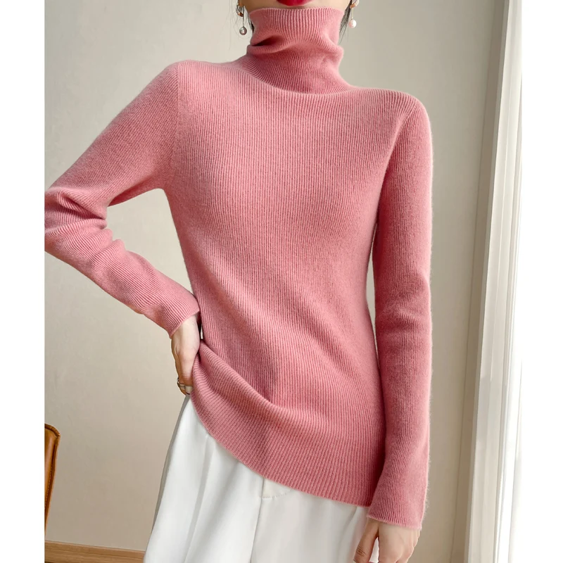 Women Pullovers High Strecth 100% GOAT CASHMERE Sweaters Winter Soft Warm turtlenecneck Long Sleeve For Ladies Knitwear HG01