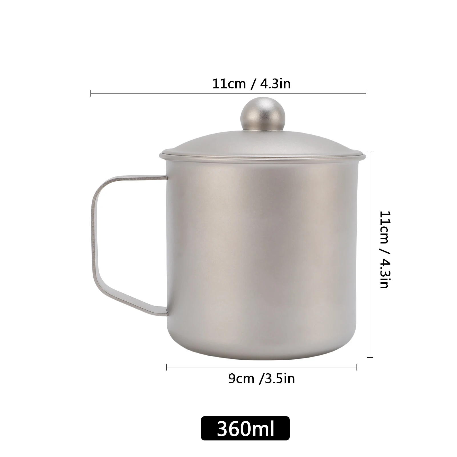 순수 Ti 캠핑 컵 360ml 캠핑 머그잔 뚜껑 포함 하이킹 배낭 요리를위한 야외 물 커피 차 컵