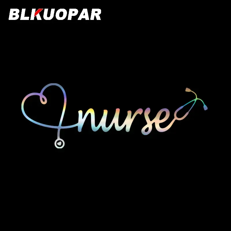 

BLKUOPAR Heart Nurse Stethoscope Tools Car Stickers Laser Sunscreen Die Cut Decal Creative Personality Refrigerator Car Lable