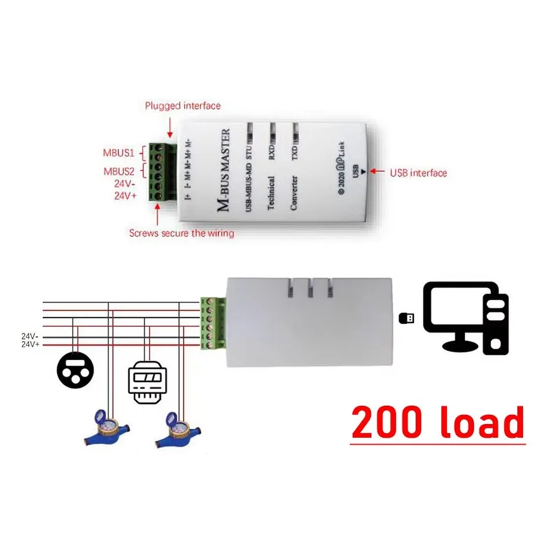 

ABSS-MBUS Главный преобразователь USB в MBUS Хост-метр считывание для счетчика электроэнергии Управление счетчиком тепла воды