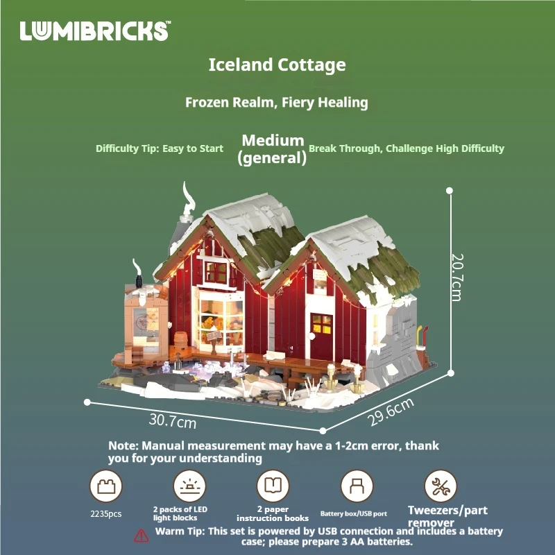 مكعبات بناء، أضواء نموذجية، منازل قديمة، كوخ أيسلندا، منزل خشبي مجمع، نموذج بناء، زخارف عرض الشارع. #5