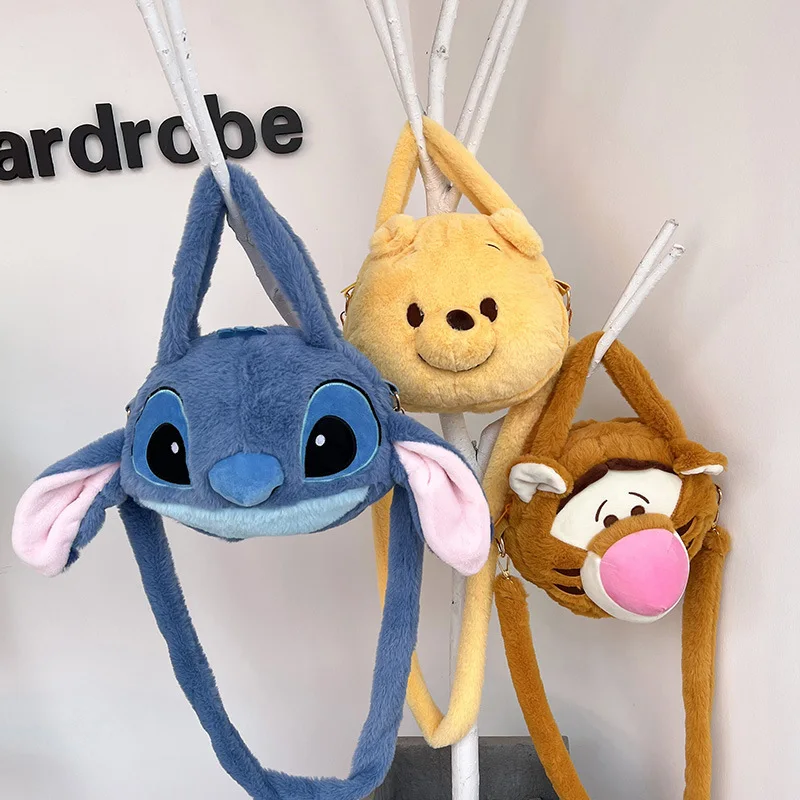 Disney's New Stitch Plush Shoulder Bag Cartoon Cute Plush Handbag Large-capacity Fashion Trend Women's One-shoulder Oblique Bag