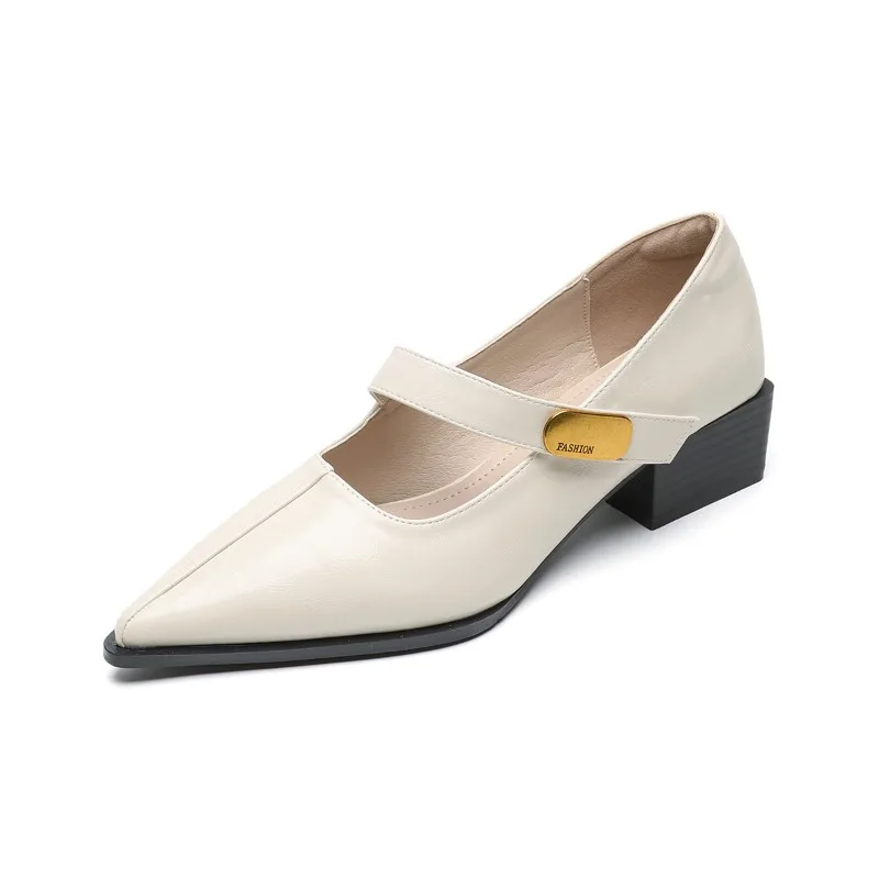 

Elegant Versatile Women Pumps 2026 New Style Pointed Toe Mid Heels Shoes Fashion Outside Casual Buckle Comfy Women Shoes