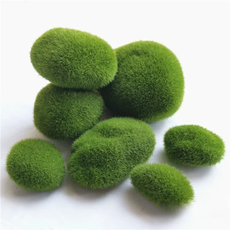 4 Size Fake Stone Artificial Moss Rocks Home Decor Simulation Plant DIY Decoration For Garden and Crafting Green Wholesale