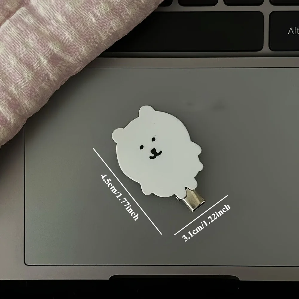 قطعتان من مشابك شعر الدب الأبيض اللطيفة - مشابك جانبية أكريليك ولطيفة وحلوة للنساء والنساء - مثالية لموسم الخريف والشتاء