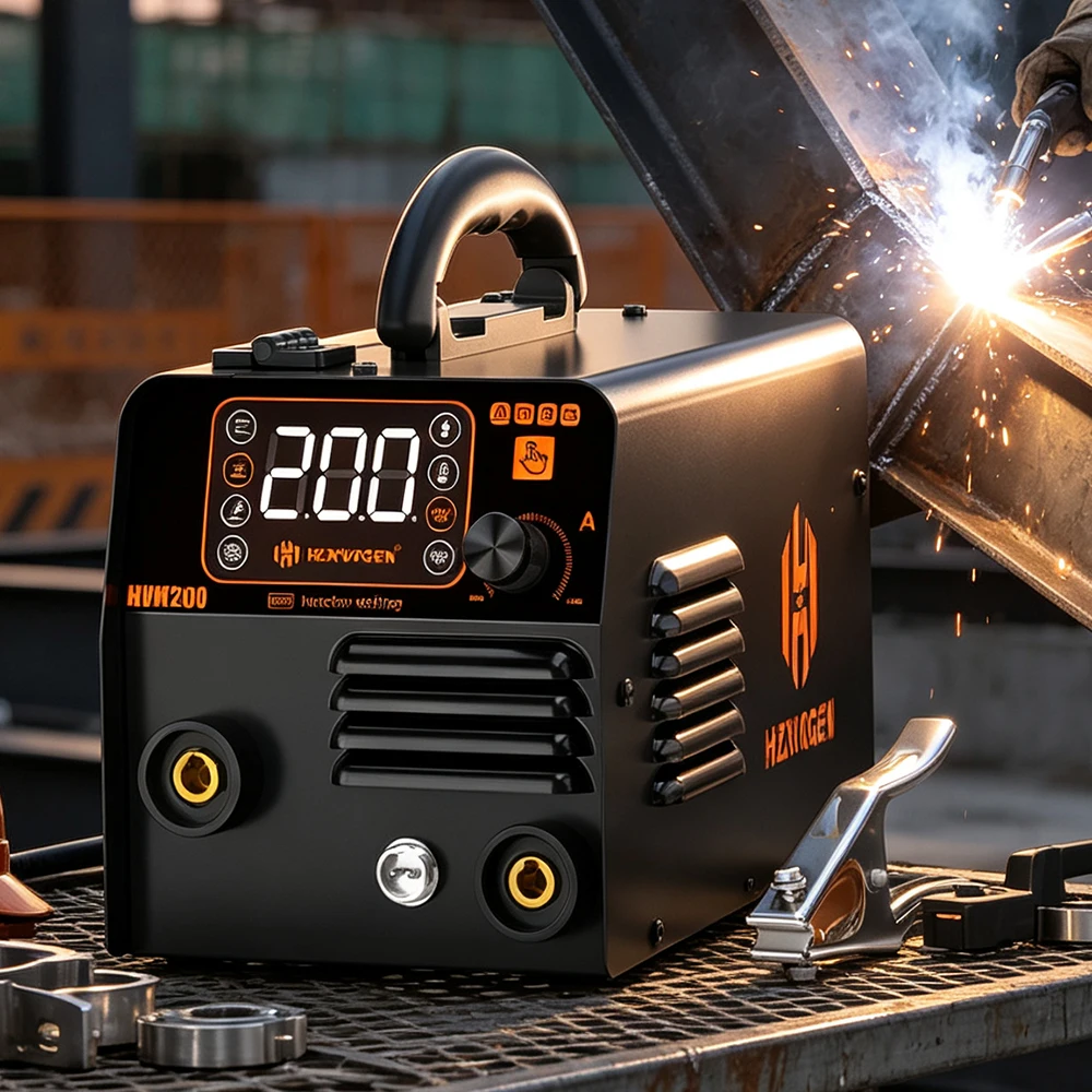HZXVOGEN HVM200 3-in-1 Halbautomatische Schweißmaschine Stick ARC MMA/Lift TIG/Gasloses MIG-Schweißgerät für 2lb 0,8/1,0mm Fülldraht Tragbares Heim-Schweißgerät
