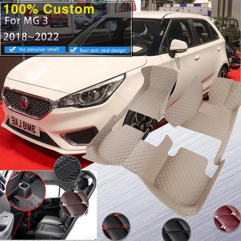 Car Floor Mats For MG3 MG 3 2018~2022 Durable Luxury Leather Mat Rugs Carpets Anti Dirty Pad Car Accessories Interior Parts 2019