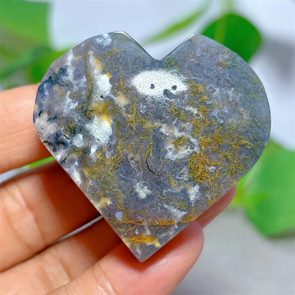 Moss Agate Heart Natural Crystal Quartz Minerals Stone Home Decoritems Reiki Garden Love Gifts Energy Healing Lucky