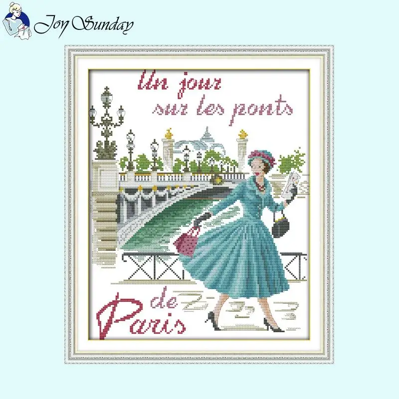 Joy Sunday Beautiful Lady Character Pattern Cross Stitch Kits 14ct 16ct 11ct Count Canvas Fabric Embroidery DIY Home Decoration