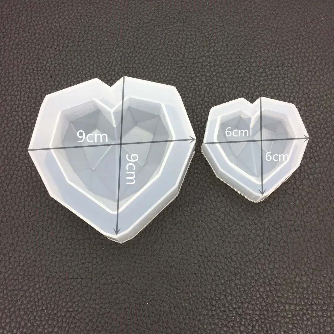 1Pcs 3D Love Heart Design Silicone Cake Mold Diamond Soap Moulds DIY Car Pendant Gypsum Plaster Heart Mold Handmade Candle Molds