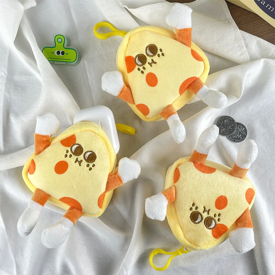 1 stks 13 CM Leuke Kaas Pluche Portemonnee Speelgoed Creatieve Kawaii Pop Decoratie Rugzak Charms Draagbare Pluche Diversen Opbergtas