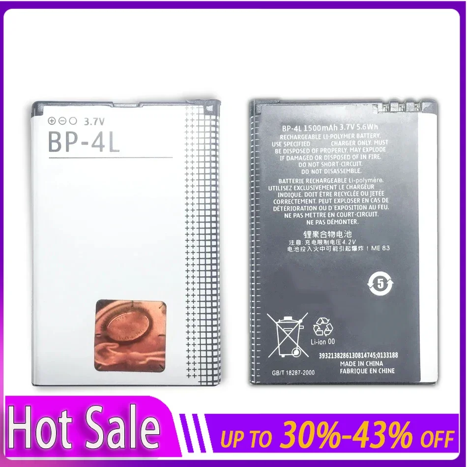 

bateria BP-4L 1500 mAh do telefonu Nokia E52 E55 E63 E71 E72 E73 N810 N97 E90 E95 6790 6760 6650 Przenośne baterie gwarancja