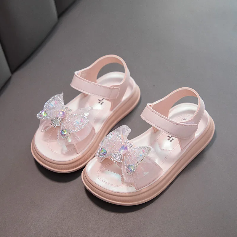 

Girls' Princess Sandals Summer New Soft Bottom Lightweight Children's Open Toed Sandals Fashion Bow Kid's Casual Beach Sandals