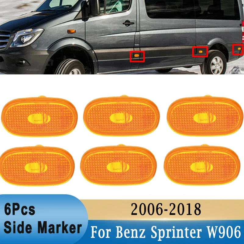 6Pcs Car Side Marker Lamps for Mercedes-Benz Sprinter W906 2006-2018 A0038202956 Side Body Fender Siganl Clearance Lights