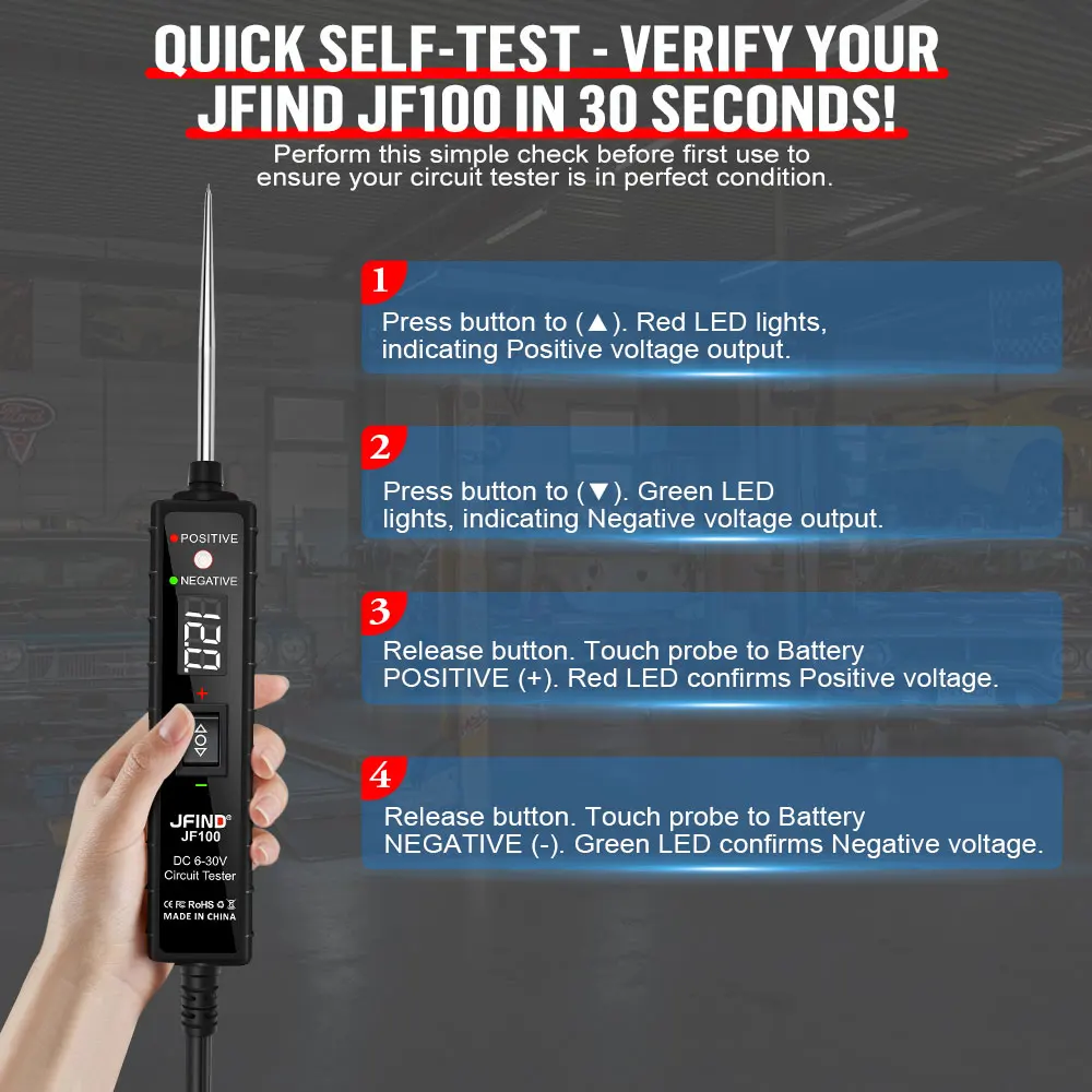 سيارة جهاز فحص الدائرة الكهربائية 6 فولت-30 فولت السيارات متعددة الوظائف القيادة اختبار سيارة جهاز قياس الجهد الكهربائي مسبار الطاقة لشاحنة موتو سيارة