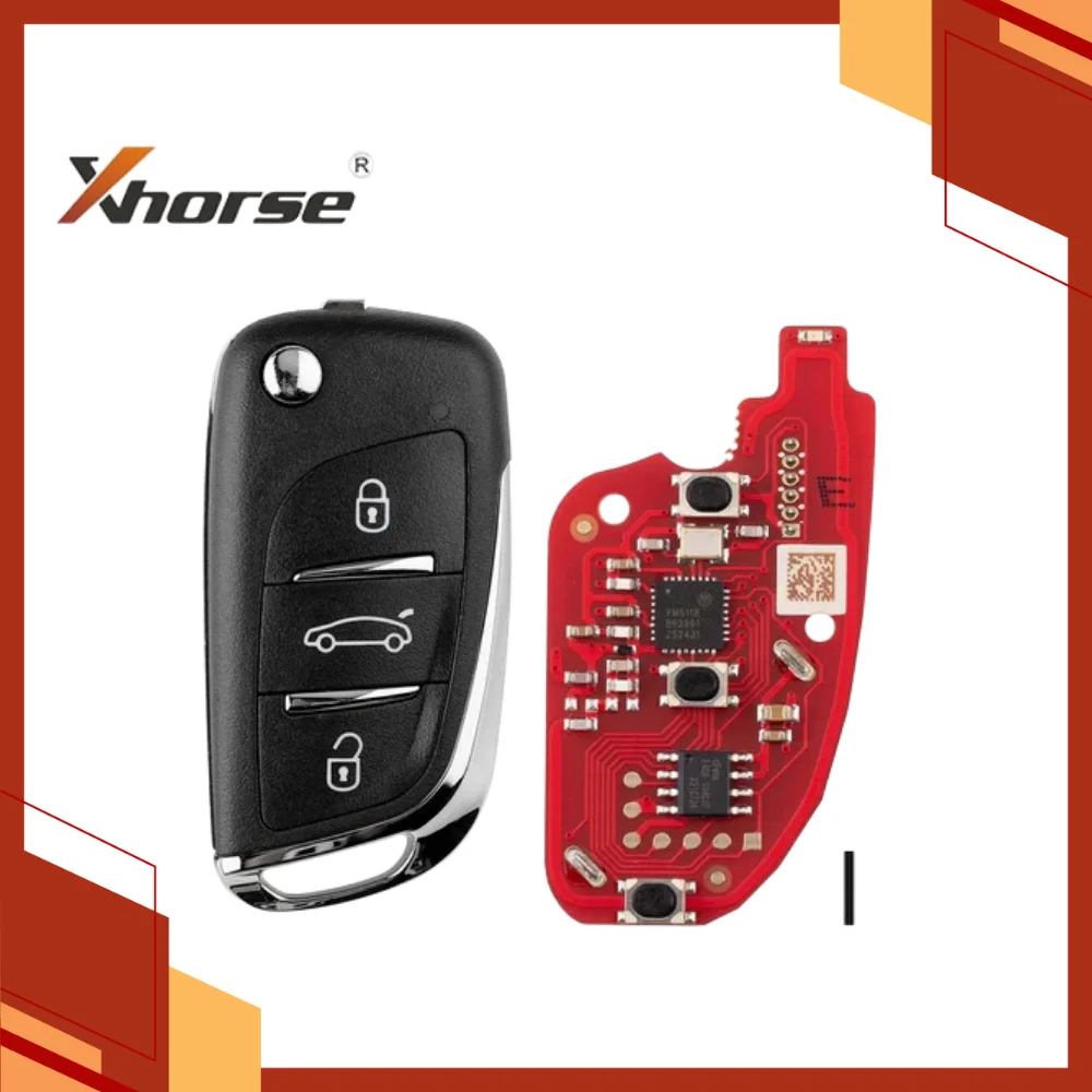 XHORSE Flip Wire Remote Key 2nd Generation 3 Buttons XKDS20EN Car Key Fob Replacement Compatible with KEYTOOL PLUS/MAX PRO/MINI