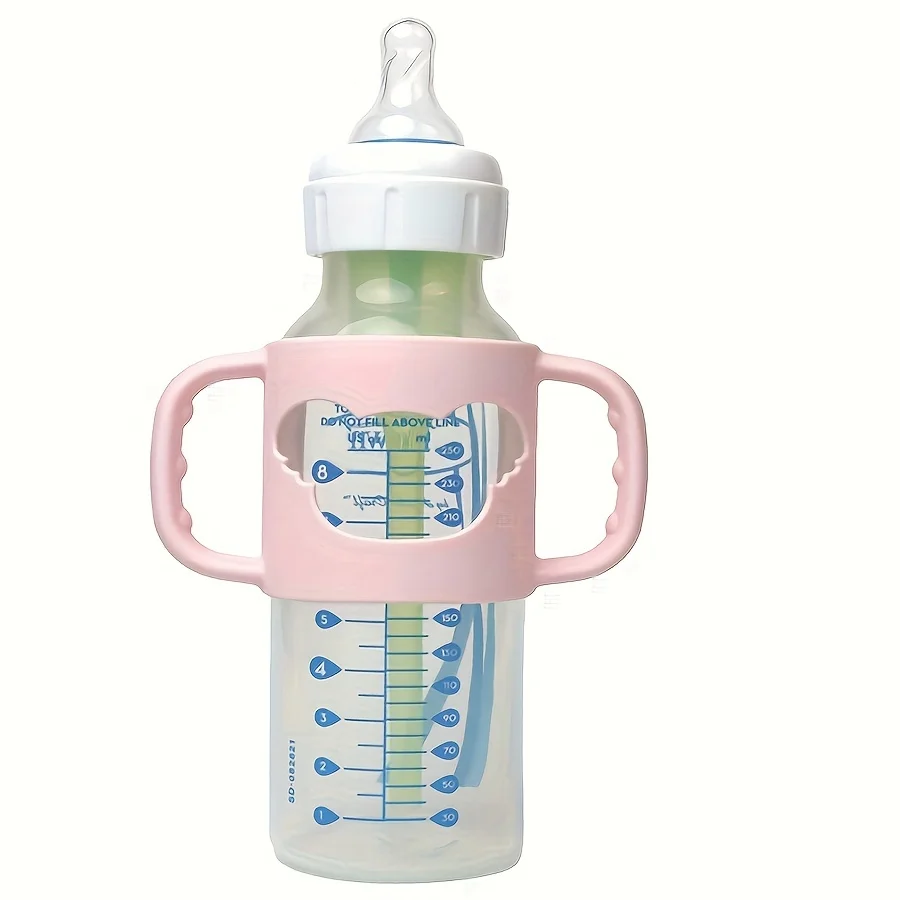 1pc New Mould Silicone Baby Bottle Handle, Soft Elastic Silicone Sleeve, Suitable for Most Standard and Wide-Neck Bottles