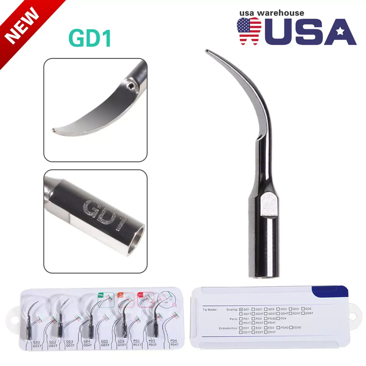 

Бесплатная доставка, 10 шт., стоматологические ультразвуковые насадки для пьезоскалера GD1, подходят для наконечника скалера NSK DTE SATELEC