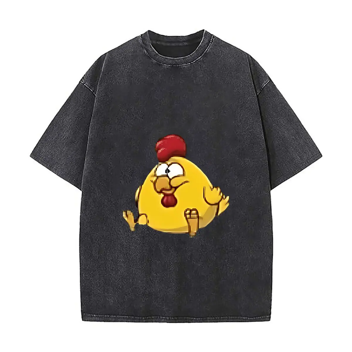 Cute Cartoon Plush Chicken Toy Home Decor Kids Gift Washed Distressed Loose Streetwear Tops for City Walks