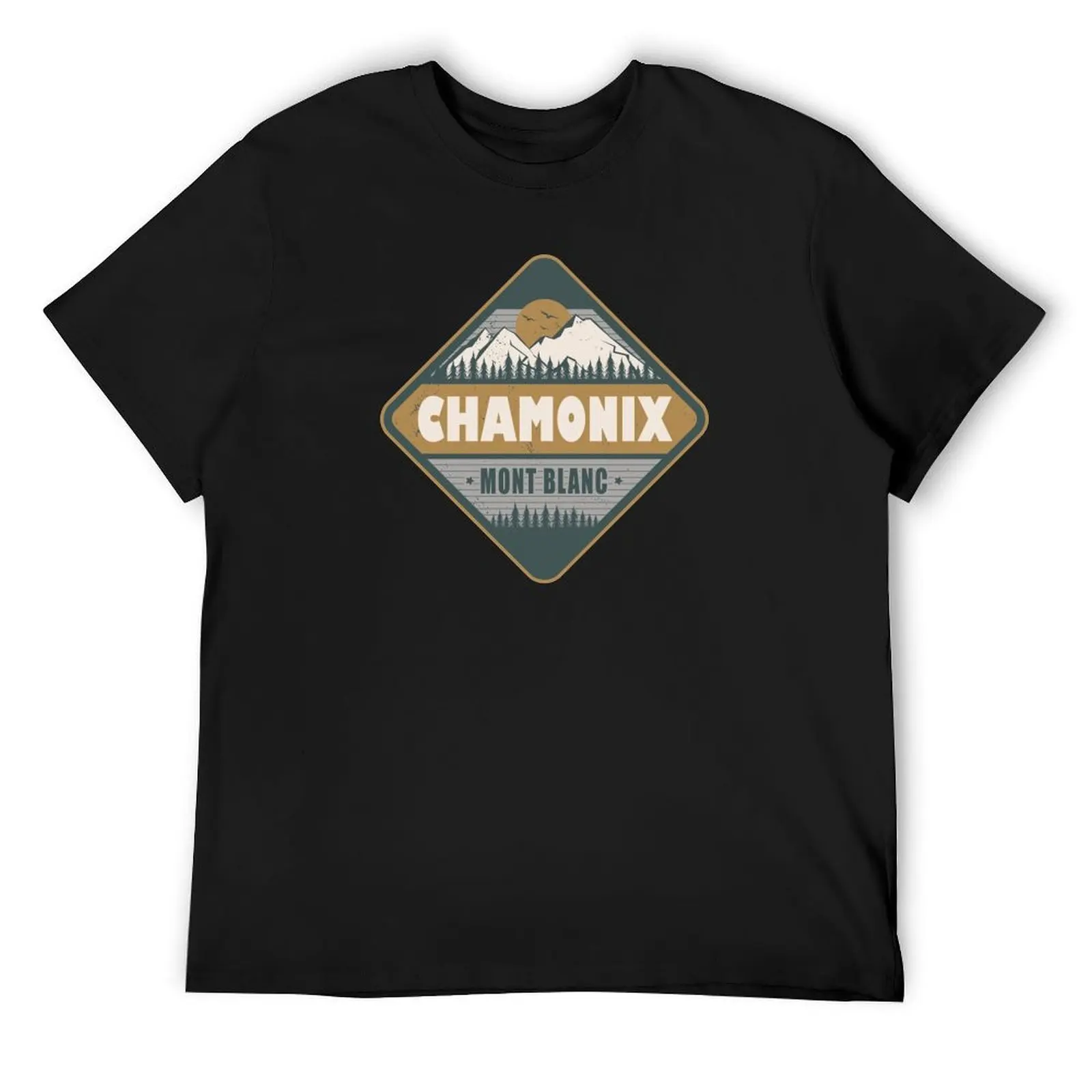 

Chamonix Mont Blanc France Vintage Hiking Design T-Shirt man t shirt blue lock kawaii clothes men graphic t shirts