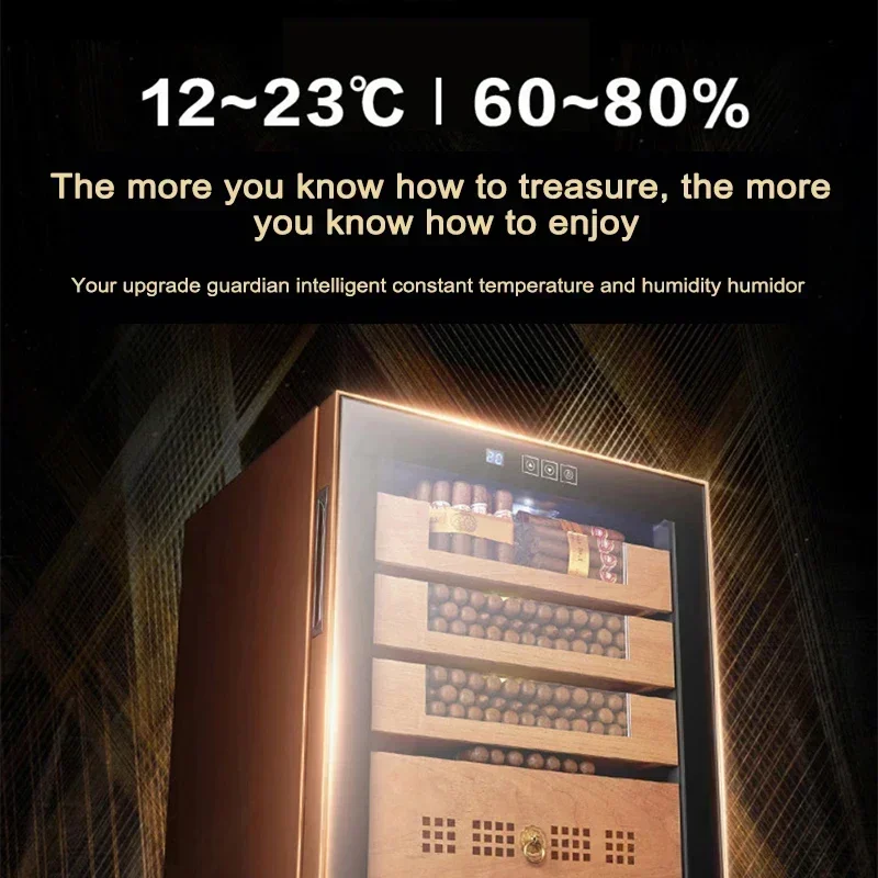 Constant temperature humidity humidity cigar cabinet cedar wood layer shelf electronic air cooler freezer freezer rose gold