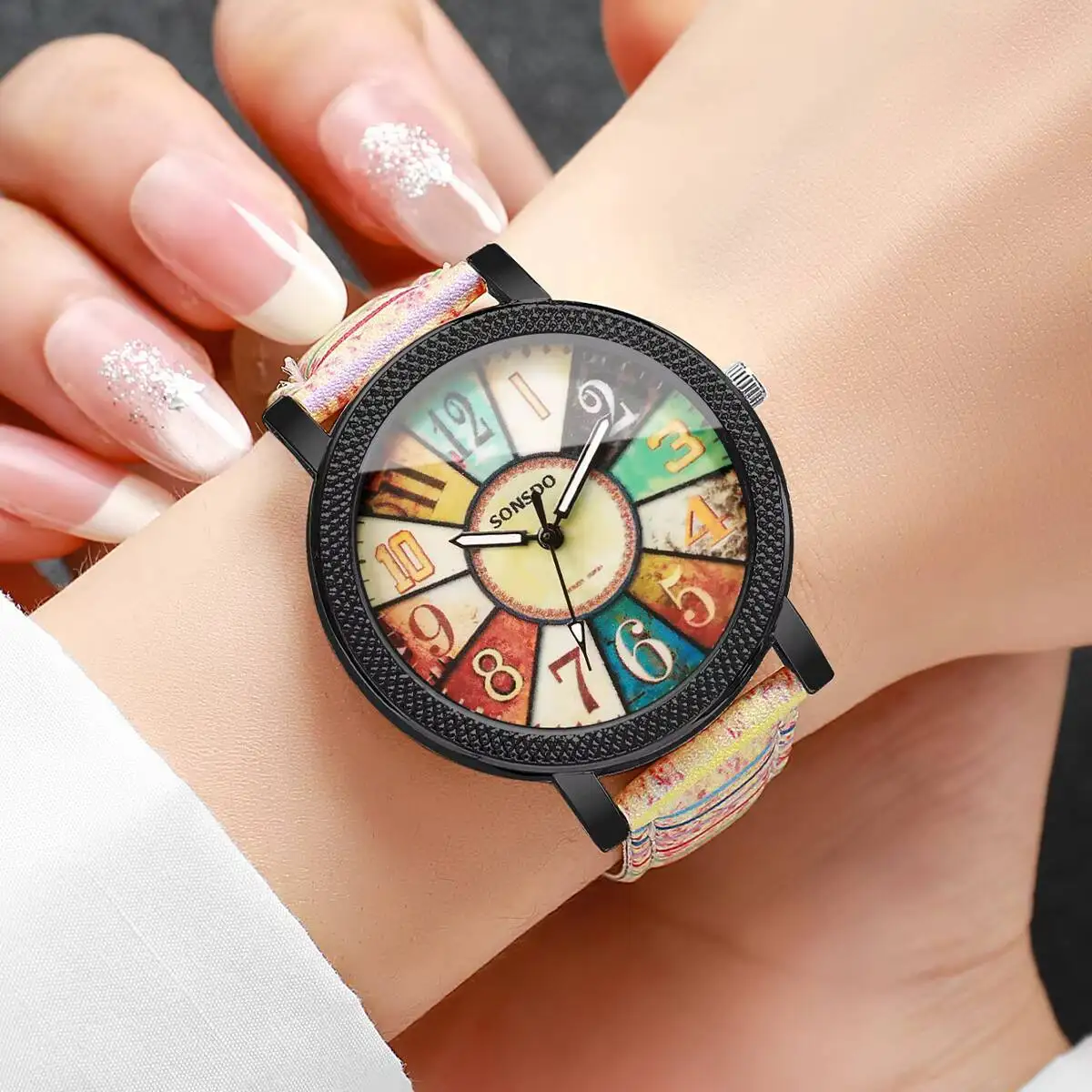 1/2PCS Vintage Leather Strap Women Watches Fashion Arabic Dial Quartz Wristwatches Reloj Mujer（Without Box）