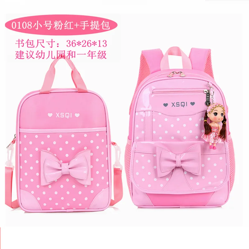 Ensemble de sac à dos en nylon imperméable pour étudiants, cartable pour adolescents, cartable Kawaii pour filles, sac à dos de voyage, sac à dos à nœud mignon, mode