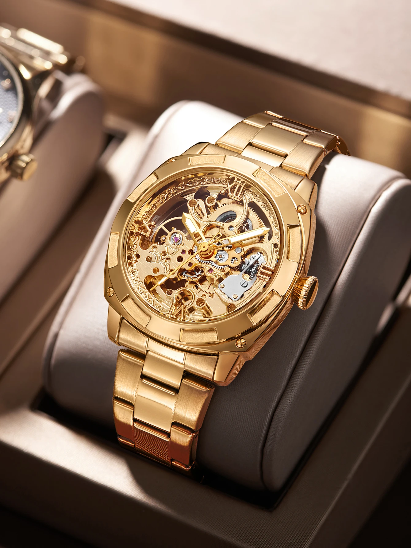 Men Automatic Watch Luxury Mechanical Watches Waterproof Skeleton Wholesale Stainless Steel Gift Watch