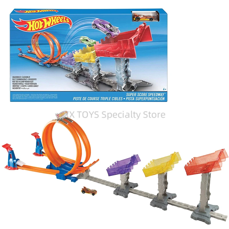 

Hot Wheels Double Loop Super Score Speedway Track Set Catapult Track Challenge Set With 1:64 Scale Toy Car Boys Birthday Gifts