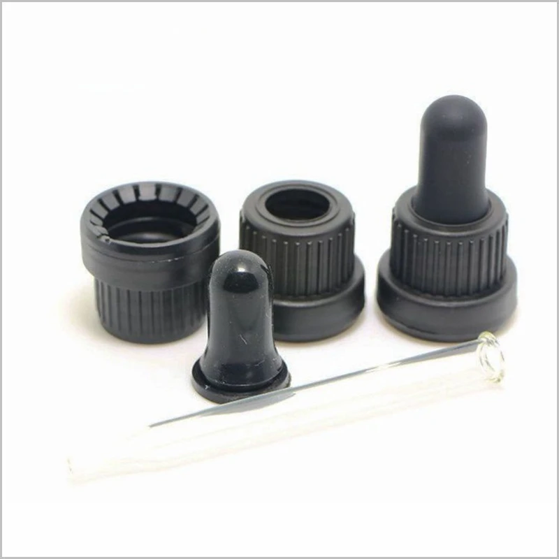 2/5/10 個 10/15/30/50/100 ミリリットルビッグヘッドスポイトキャップエッセンシャルオイルボトル黒ガラスボトル卸売