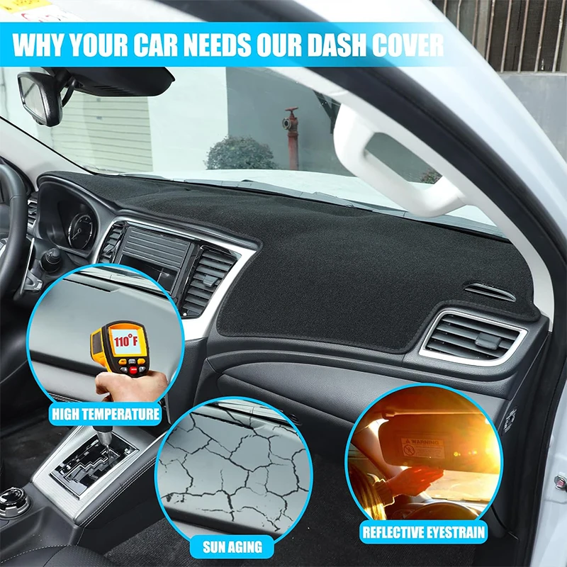 Polyester Car Dash Cover Mat Dashboard Mat Anti-Slip Dash Board Pad Accessories For Mitsubishi Triton L200 2015-2020
