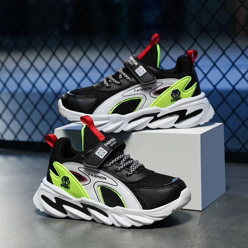 زوج من الأحذية الرياضية الشبكية للأطفال للفصول الأربعة، أحذية كاجوال مريحة ومسامية، مقاس 28-40، YY-F858