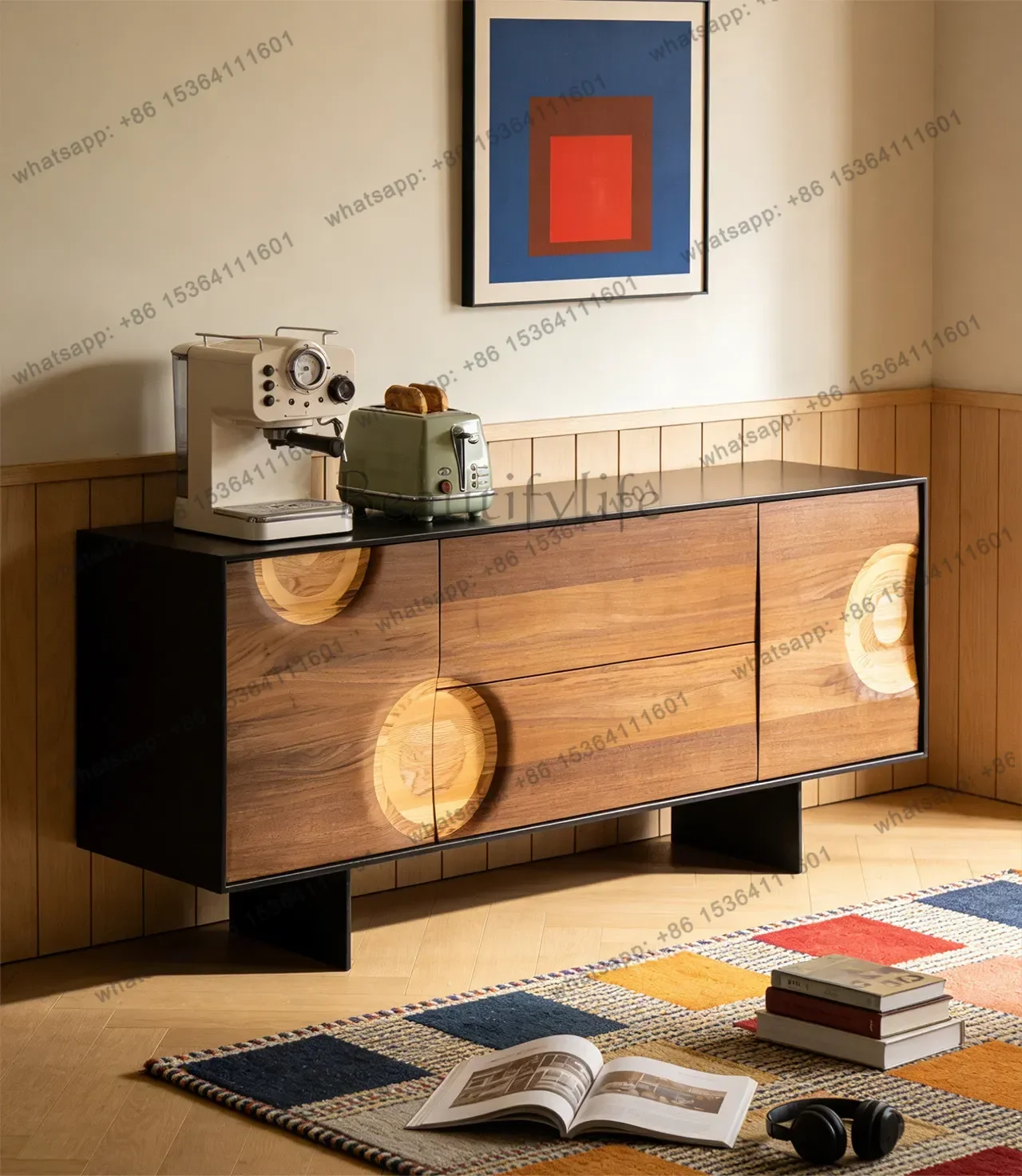 Minimalist concept/Star ring dining side cabinet retro solid wood cabinet storage, medieval side cabinet