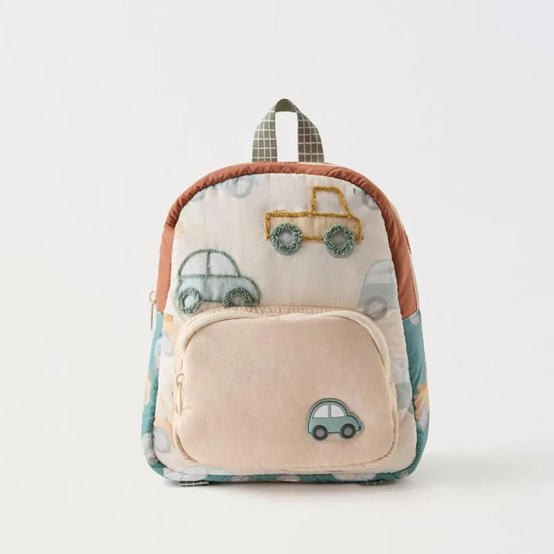 

New cotton Car embroidered backpack for cute children backpack