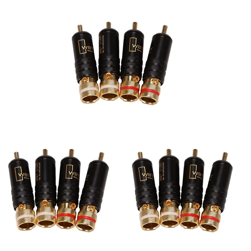 

12Pcs Rca Locking Plugs Audio Video Connectors